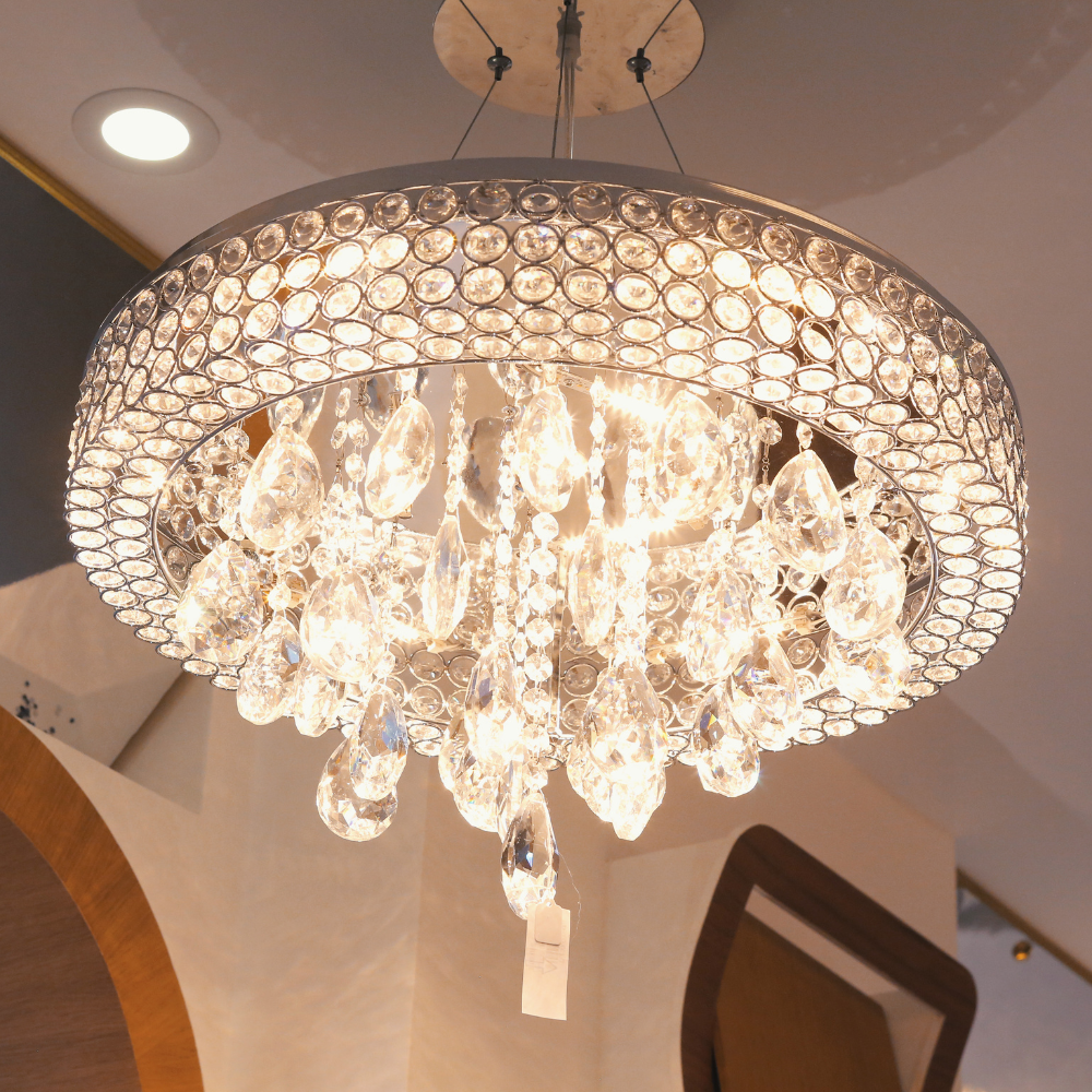 LUSTRE ROND CONTOURS DIAMANTS